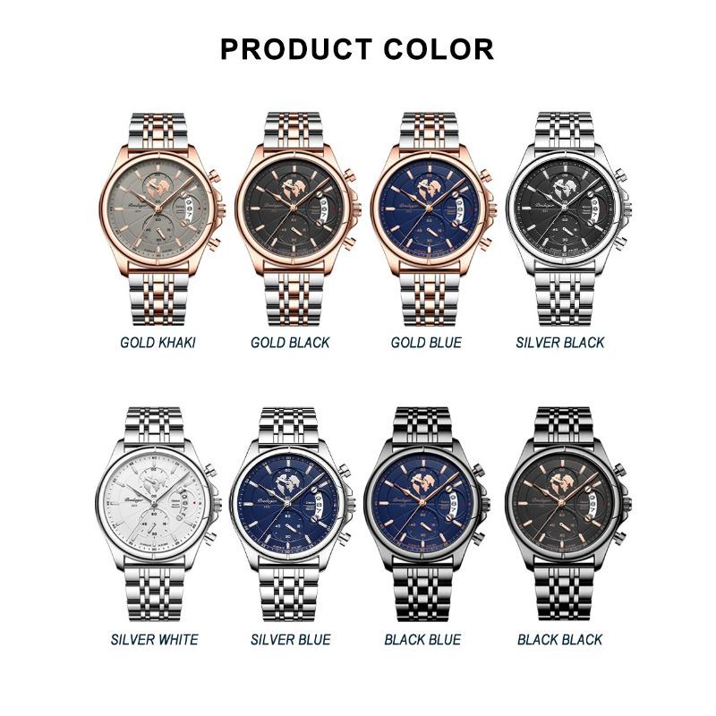 POEDAGAR Top Original Men Watch Chronograph Waterproof Date Quartz Luxury Watches Stainless Stain Business Male Wristwatch