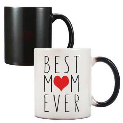 Engelska tecken Mors dag keramisk kaffemugg vattenmugg temperaturkänslig färgförändrande mugg