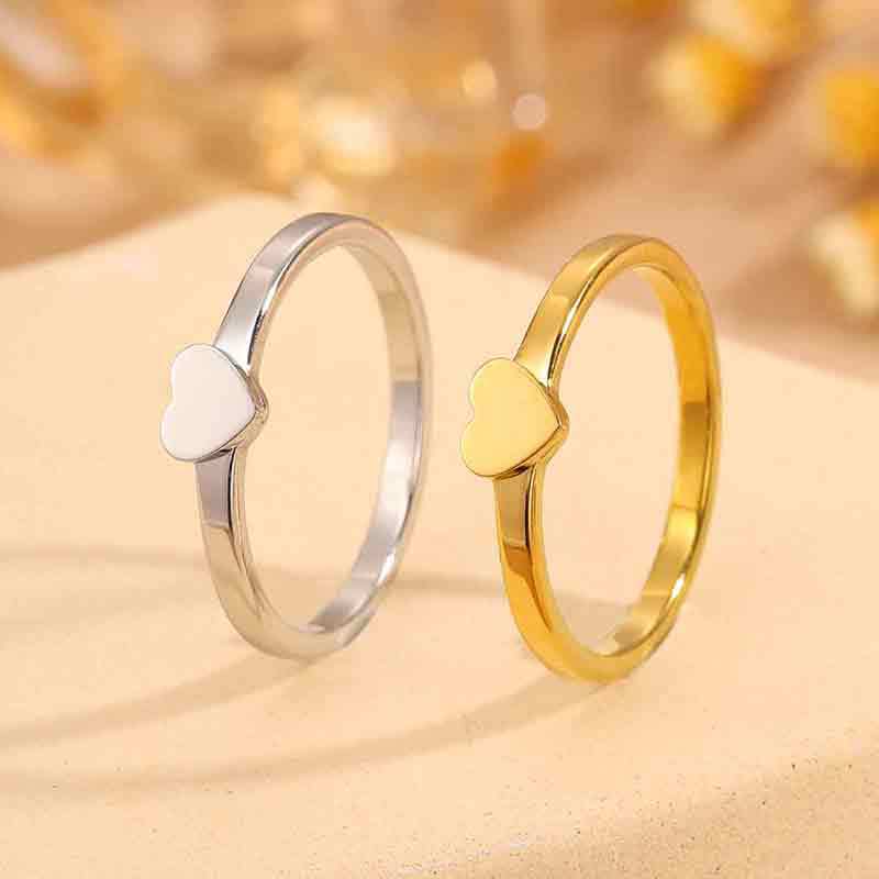 Fresh Stainless Steel Closed-mouth Heart-shaped Ring for Women - Simple Finger Jewelry Accessory