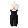 Mizuno Stroke One Swimsuit with Cups and Comfortable Size N2JGA803 Women's All-in-One (Peace Back) Sewn-in Straps, 0, Black/Yellow,