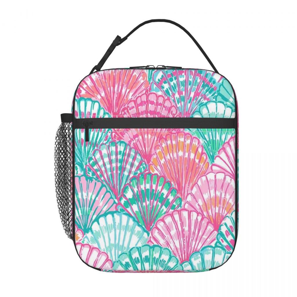 Purple Shell Pattern Insulated Lunch Bag for Women Children Leakproof Food Boxes Thermal Lunch Box Tote