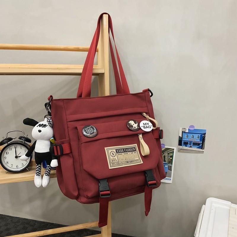 Modern Vintage Oxford Canvas Shoulder Bag With Material For College Students