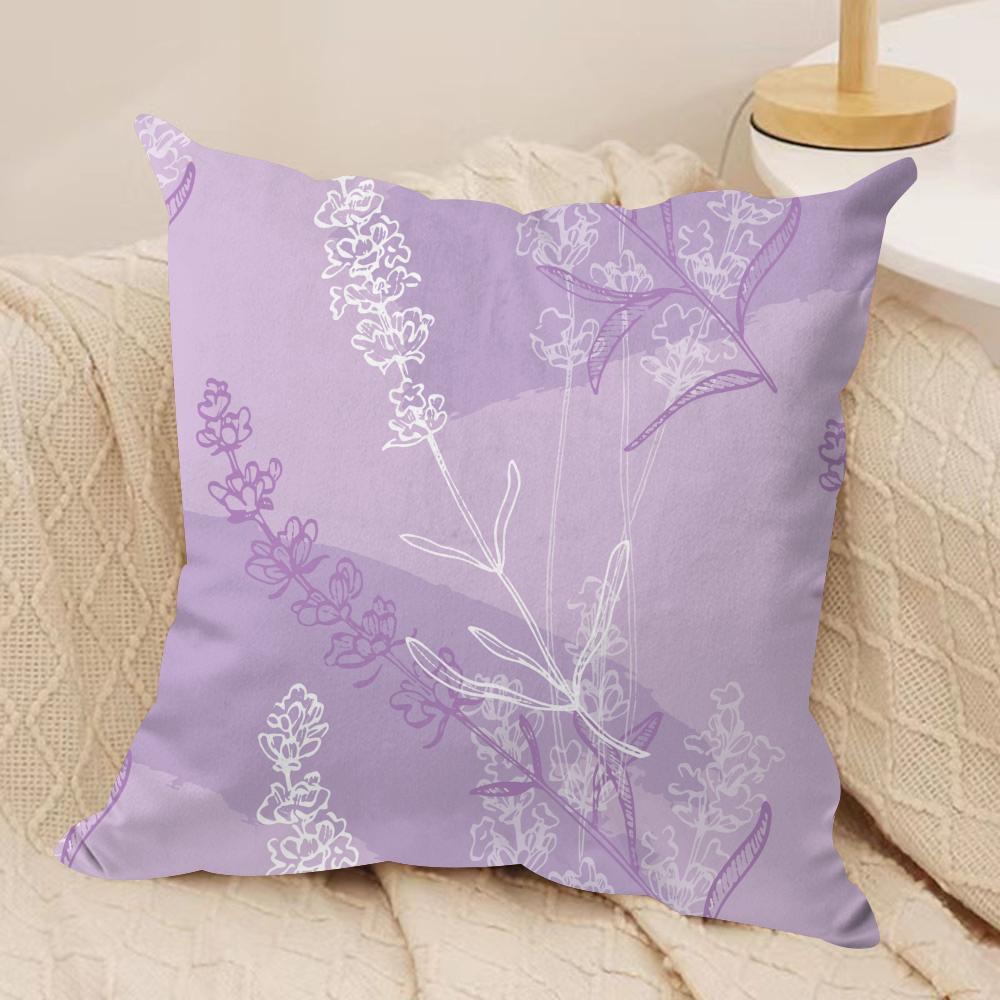 Lavender  Flowers Cushion Cover Soft Plush Throw Pillow Cover  DoubleSided Printed Cushion Case  Cozy Sofa  Home Decor