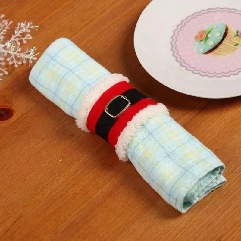

2Pcs/lot Santa Clothes Napkin Ring Xmas Towel Holder Circles Christmas Dinner Party Table Decor Christmas Decorations For Home