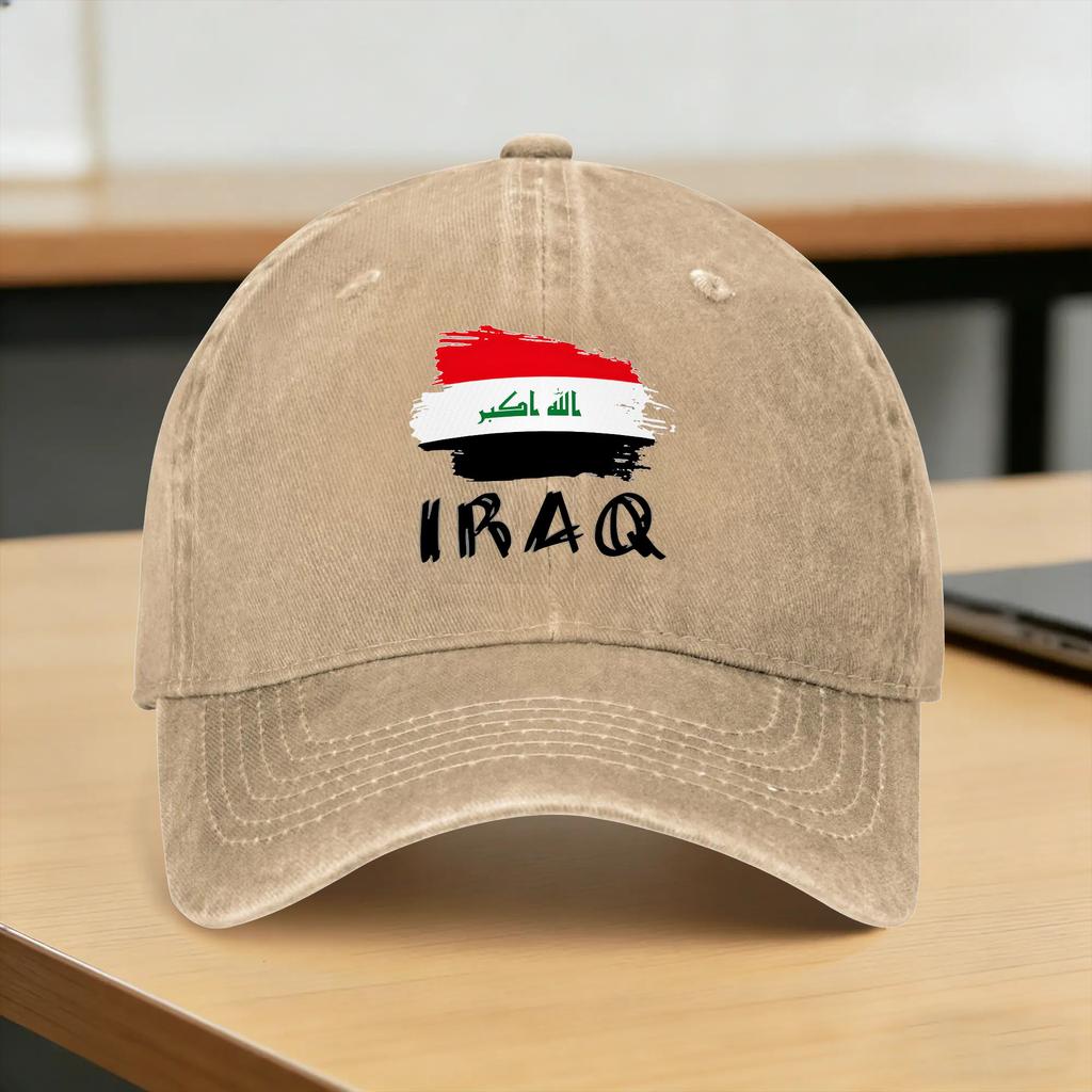 Iraq Flag Iraqi Washed Baseball Cap Casual Sun Trucker Hat Summer Couple Women Outdoor Sport Snapback Cap