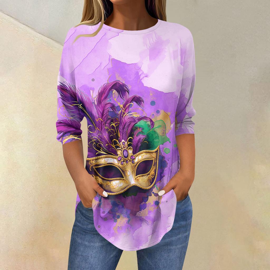 Womens T Shirts 3/4 Sleeve Shirts Solid Color Pullover Summer Spring Tops Blouses