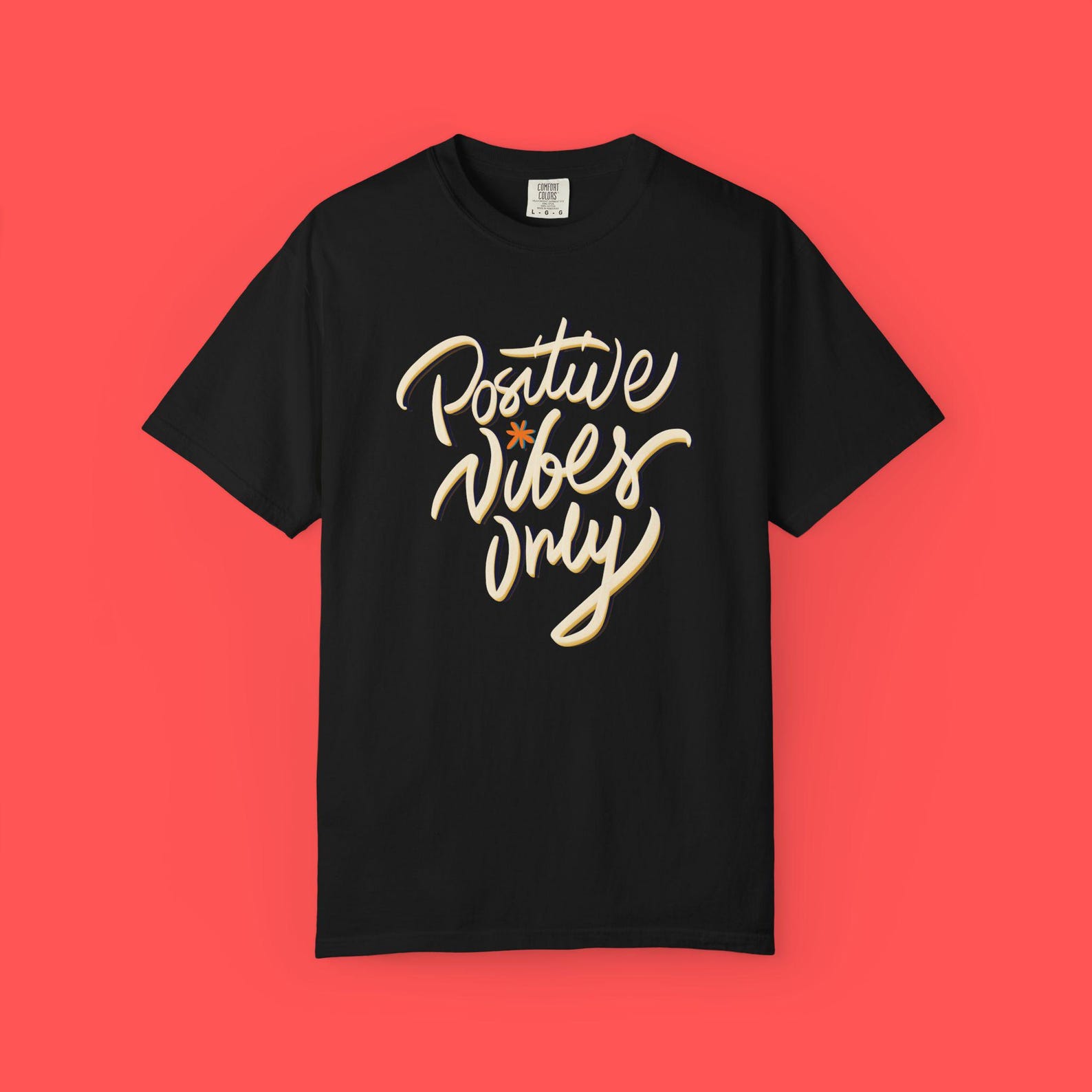 Positive Vibes Only Cotton T-Shirt, Feel-Good Message, Soft Comfortable Fabric, Casual Wear M