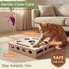 Interactive Cat Puzzle Toy Nail File Scratch Board Enrichment Box Wooden with 3 Bell Ball for Pet Exercise Boredom Relief