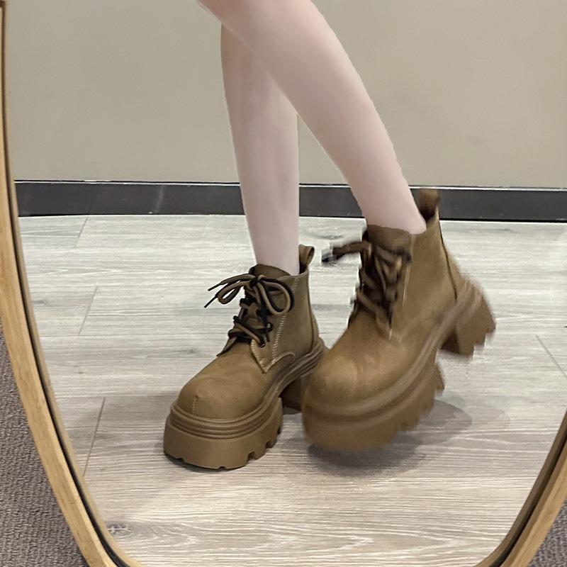 Trendy boy Martin boots women's autumn and winter new retro small thick heel thick-soled fried street short boots women's shoes