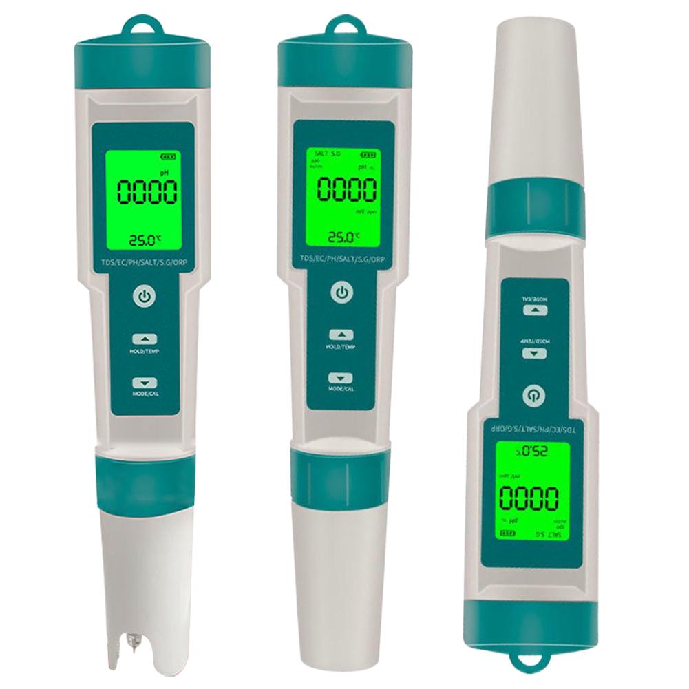 

7-in-1 Water Tester Digital PH Tester Multifunctional PH/TDS/EC/SG/ORP/Salt/Temp Meter Backlight LED Display for Drinking Water China Mainland