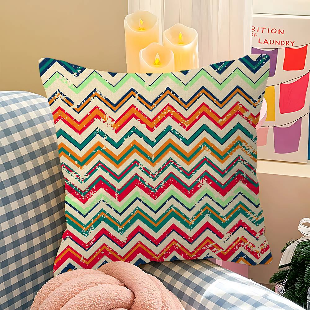 Geometric Zig Zag Wav Personalized Pillow Cover Kids Bedroom Wild Party Decor Pillowcase Kid Birthday Shower Gift