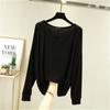 Slim Long Sleeve Bottom Shirt Solid Large Fit Versatile V-neck Top Spring and Summer