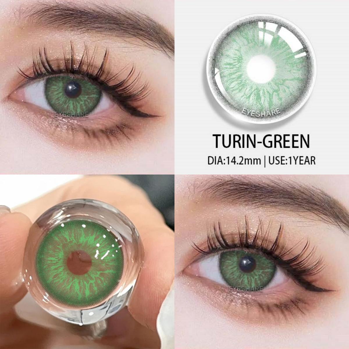 

Eyeshare Новые цветные контактные линзы 2 шт. Темно-зеленые линзы для очков Черные большие линзы для красоты глаз Синие линзы Фиолетово-серые линзы для очков 0