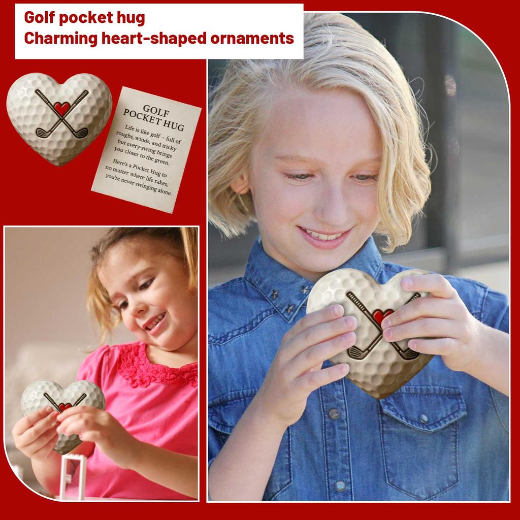 Golf Pocket Hug Charmings Heart-Shaped Ornament Themed Gift