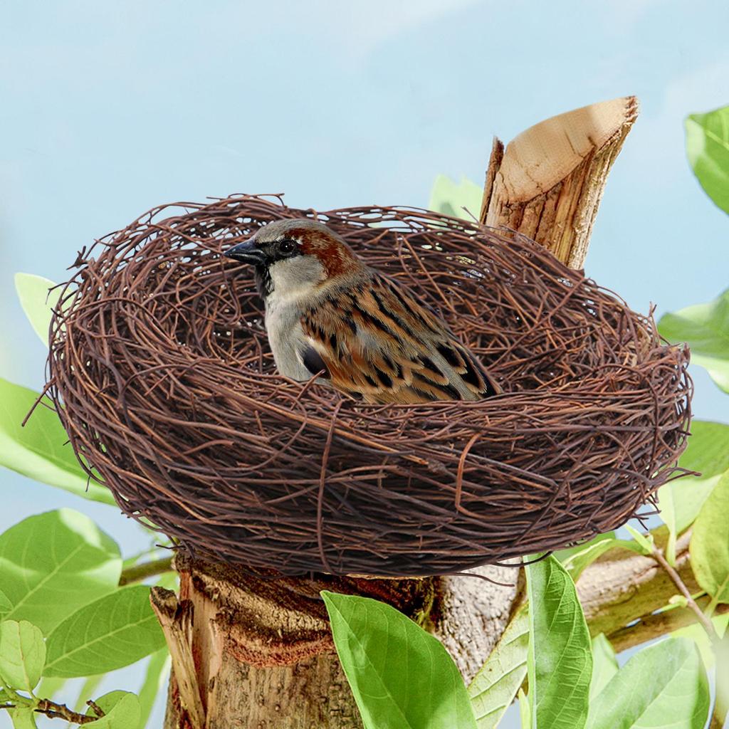 10-15Cm Easter Artificial Bird Nest Easter Eggs Natural Rattan Nest Eggs Storage Easter Decoration Kids DIY Craft Supplies