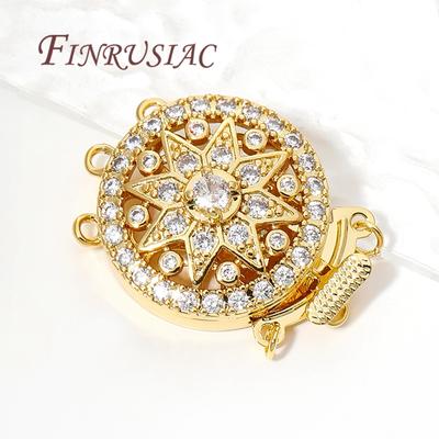 18K Real Gold Plated Brass with Zircon Bracelet Clasps,Connectors For Jewelry Making DIY Necklace Fasteners For Bracelets
