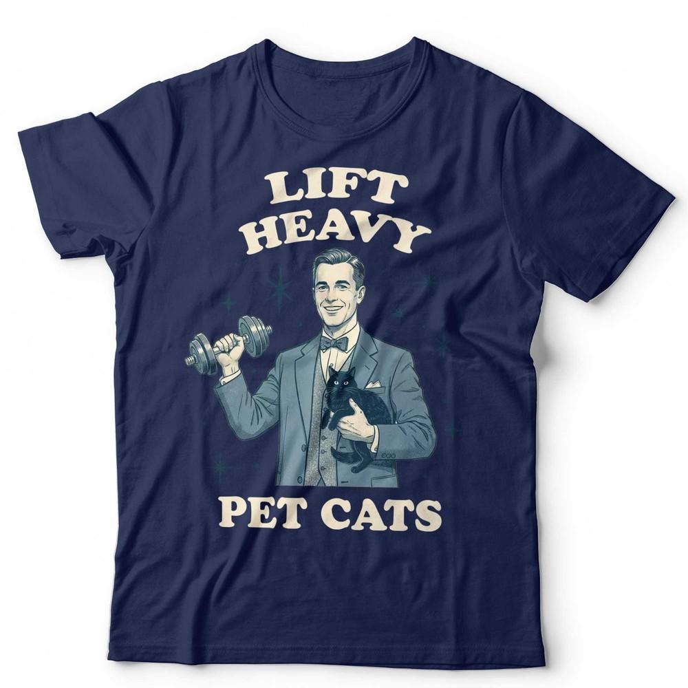 Funny Cat Gym TShirt Lift Heavy Pet Cats Workout Training Cat Lover Unisex Tee S