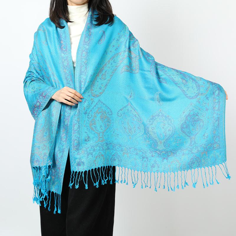 Jacquard cashew fringed shawl new autumn and winter women's headscarf floral extended scarf