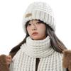 Thick Warm Wrap Hat & Scarf Warm Set Acrylic Blended Cashmer Keep Warm Cap  For Travel Outdoor