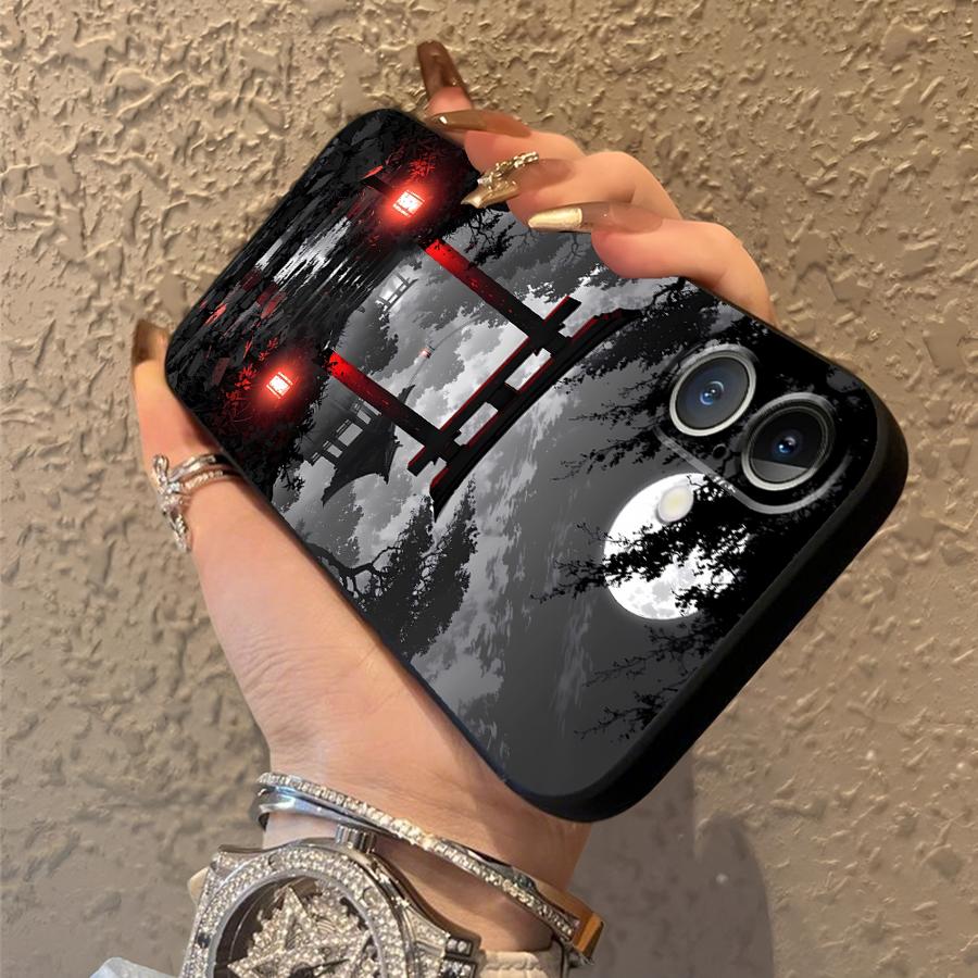 Black Soft Phone Cover Case for iPhone 13 12 11 17 Pro Max 17Air 7 8 XR 15 16 14 Plus XS Max Mountain View Pattern