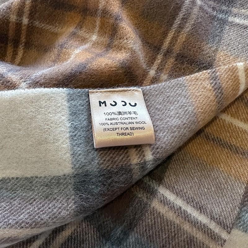 100% Wool Plaid Scarf Men Women Winter Warm Knit Short Shawl Unisex Fashion Accessory