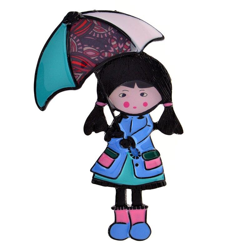 

Blucome, милая брошь с зонтиком для девочек, женская брошь для пальто, костюма, сумки, булавки для хиджаба, подарки на Новый год синий