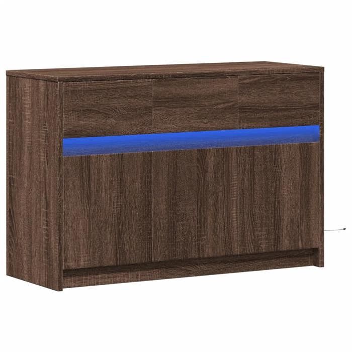 VidaXL TV Stand with LED Brown Oak 91x34x61 Cm Engineered Wood 852186