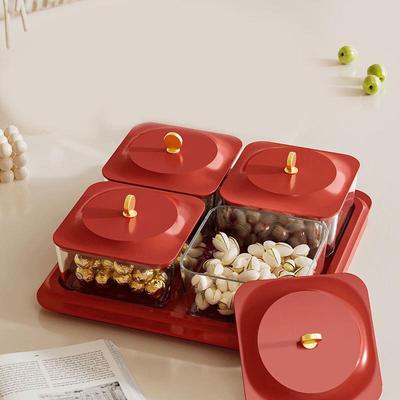 Multi-Compartment Square Snack & Candy Tray with Lid