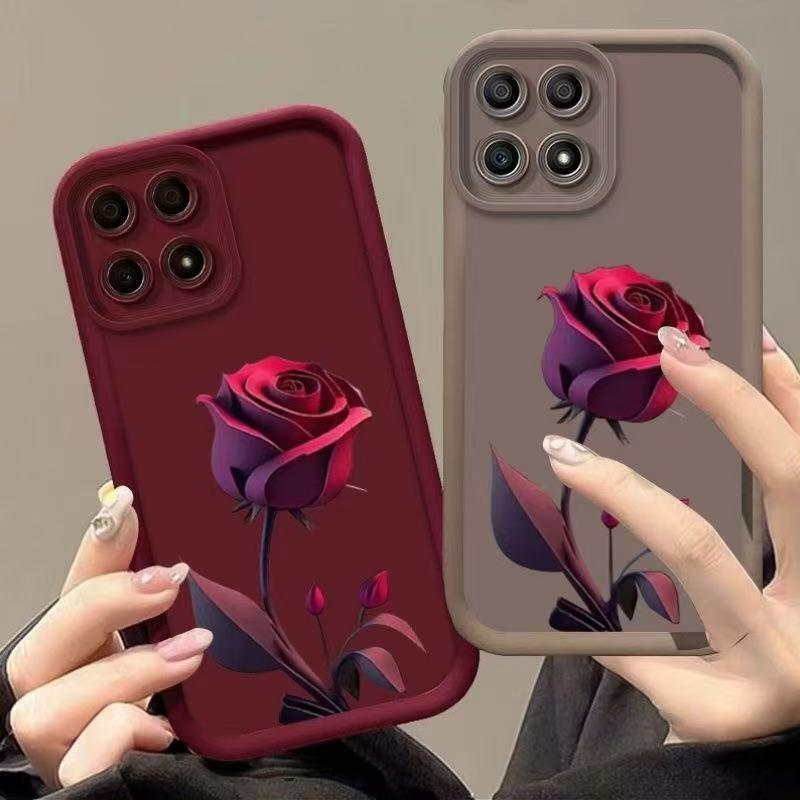 Red Rose Aesthetic Apple iPhone Case for iPhone 17, 16 Pro Max, 15 Pro, 14, and 13 - European and American Design