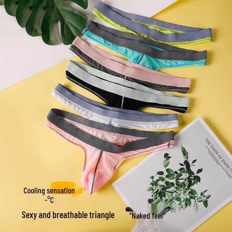 2025 Summer Ice Silk Men's Thong: Cool, Breathable, Fun Underwear