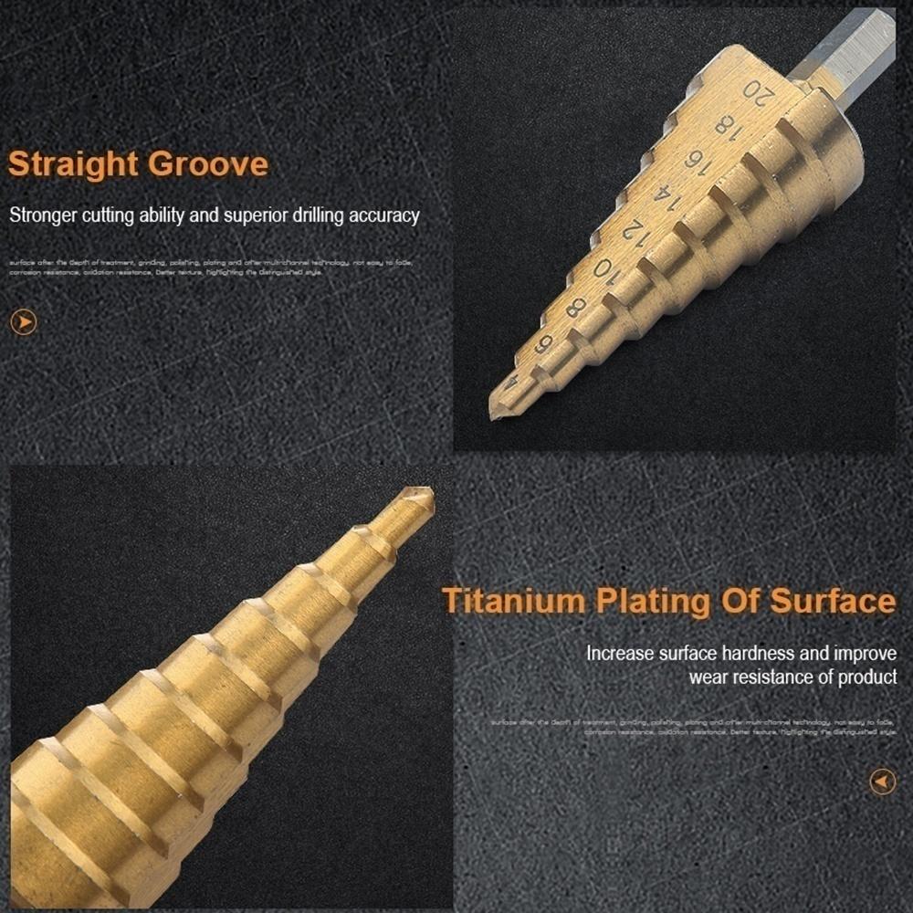 1/4" Hex Shank Step Drill Bit 4-12mm/4-20mm/4-32mm Cone Titanium Coated Metal Hole Cutter HSS High Speed Steel Quick Change