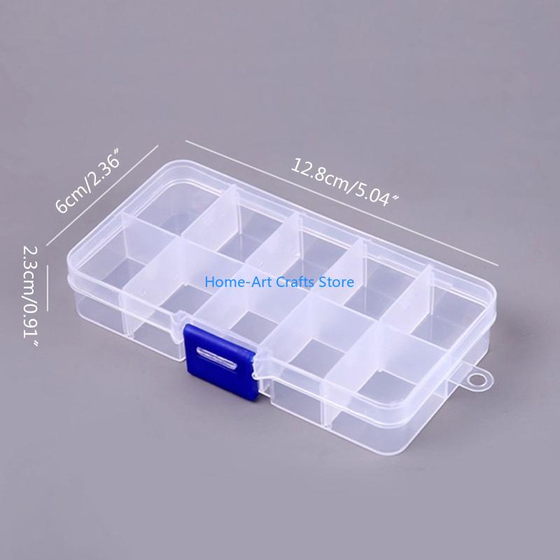 Y3NA Clear Plastic Storage Box 10 Compartment with Sealing Lid Container for Case for Small Jewelry Ring for Pill Multicolor