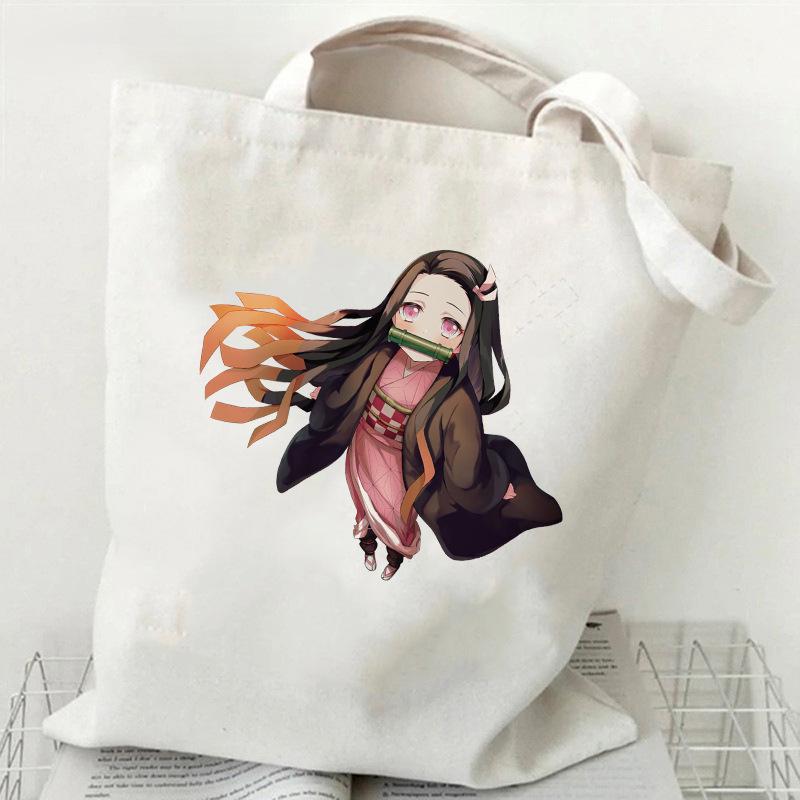 Japan cartoon comics Nezuko Kamado Demon Slayer Printed Canvas Bag Student Shoulder Bag Tote Bag 7550