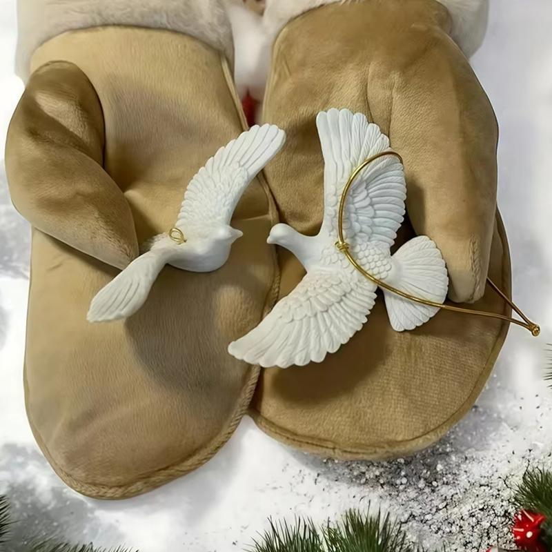 White Dove Ornament Resin Peace Bird Pendant for Christmas Tree & Home Garden Decor Outdoor Hanging Decorations