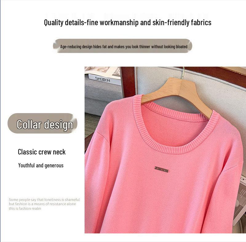 Plus Size Women's Loose Round Neck Sweater Dress: Bust 150/160 cm, Suitable for 200-350 jin. Style 8021
