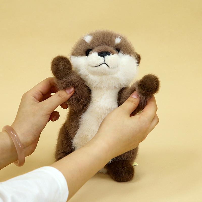 Soft Otter Plushie Rabbit Fur Stuffed Toy With Pp Cotton Filling For Room Kids