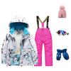 Children's Fashion Skiwear Set Boys' And Girls' Thickened Waterproof Thermal Ski Suit Five-Piece Outfit With Jacket And Trousers
