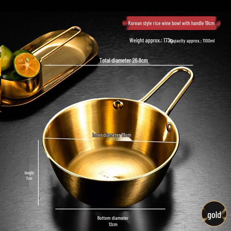 Korean Style Gold Rice Wine Bowl with Handle