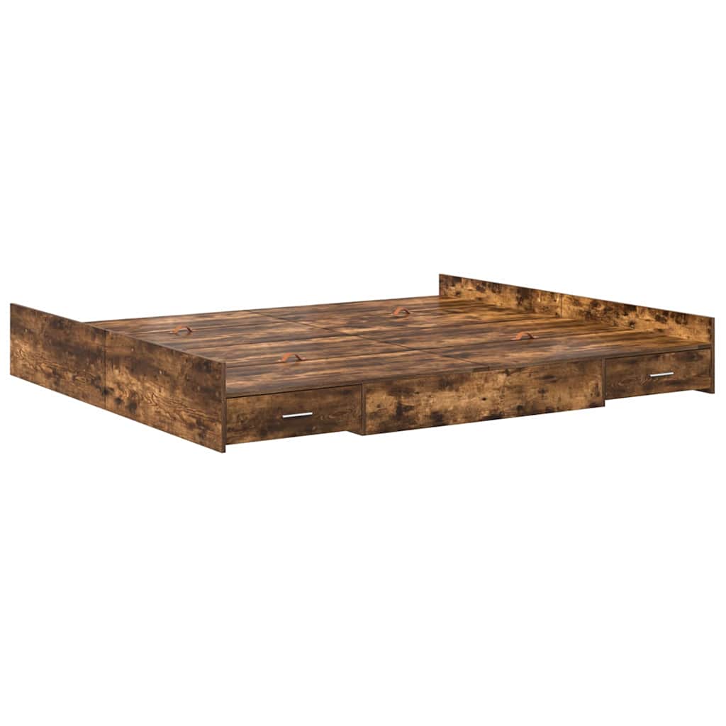 Storage Bed Frame Smoked Oak 200 x 200 cm