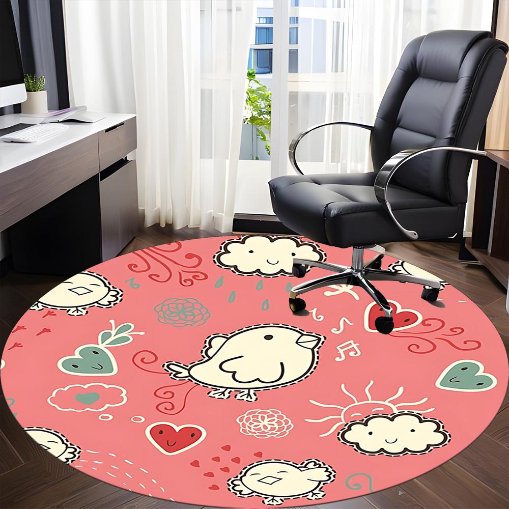 1pc Birds, Hearts Chair Carpet for Office, Non-slip, Soft and Durable Office Rug, Perfect for Office Yy260131079