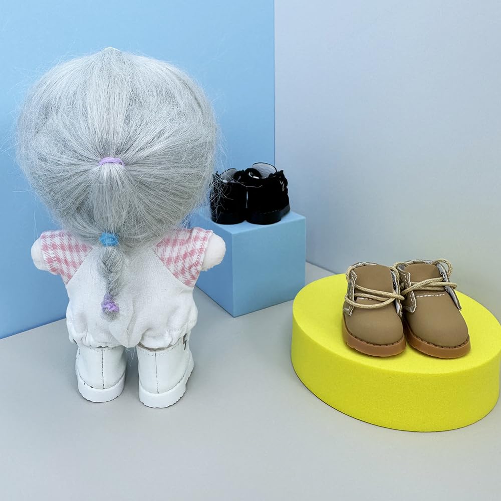 niannyyhouse 10cm Plush Toy Leather Shoes - Cotton Doll Shoes - Shoe Length Approx. 3.8cm - Dress-up Doll Accessory (a-1)