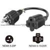 UL-Certified 3-Core 125V US Power Extension Cord with 10A/13A/15A, Three-Prong Male/Female Socket