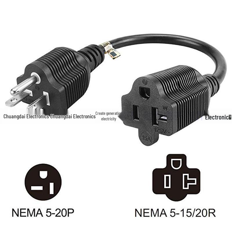 UL-Certified 3-Core 125V US Power Extension Cord with 10A/13A/15A, Three-Prong Male/Female Socket