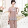 Pajamas for Women, Summer Short Sleeved Set for Middle-aged Mothers Two-piece Set for Home Wear, Can Be Worn Externally