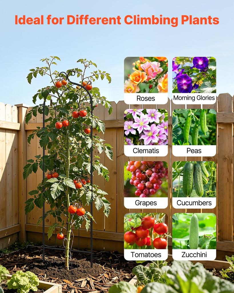 Garden Trellis, 152 X 40.5 Cm Rose Trellis, 4 Packs Garden Flower Rose Trellises with Powder-Coated Finish & Convenient Locking Design, Plant Support