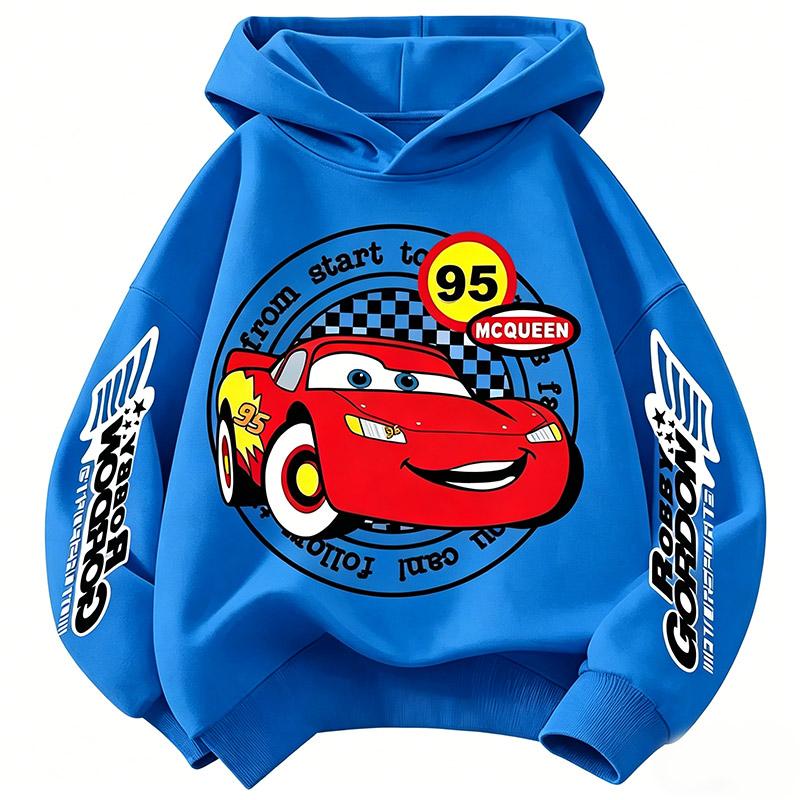 2026 Car Fun Printed McQueen Kids Boys Girls Hooded Sweatshirt Fall Winter Casual Fashion Student Hoodie Back To School