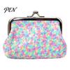 Metal Hinge Coin Case Women Purse, with And Kiss-lock Design, Lightweight Portable Purse Mini Wallet, Sequined Glitter Vintage Pouch for Coins