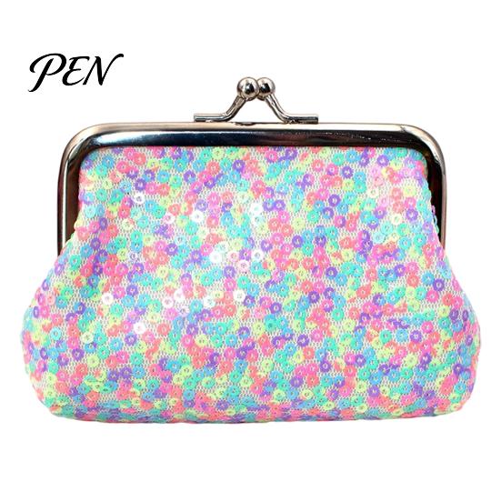 Metal Hinge Coin Case Women Purse, with And Kiss-lock Design, Lightweight Portable Purse Mini Wallet, Sequined Glitter Vintage Pouch for Coins