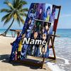 Custom Name Personalized Coraline Print Beach Towel, for Trip Camping Beach Party Home Decor, Birthday Gift for Family & Friends