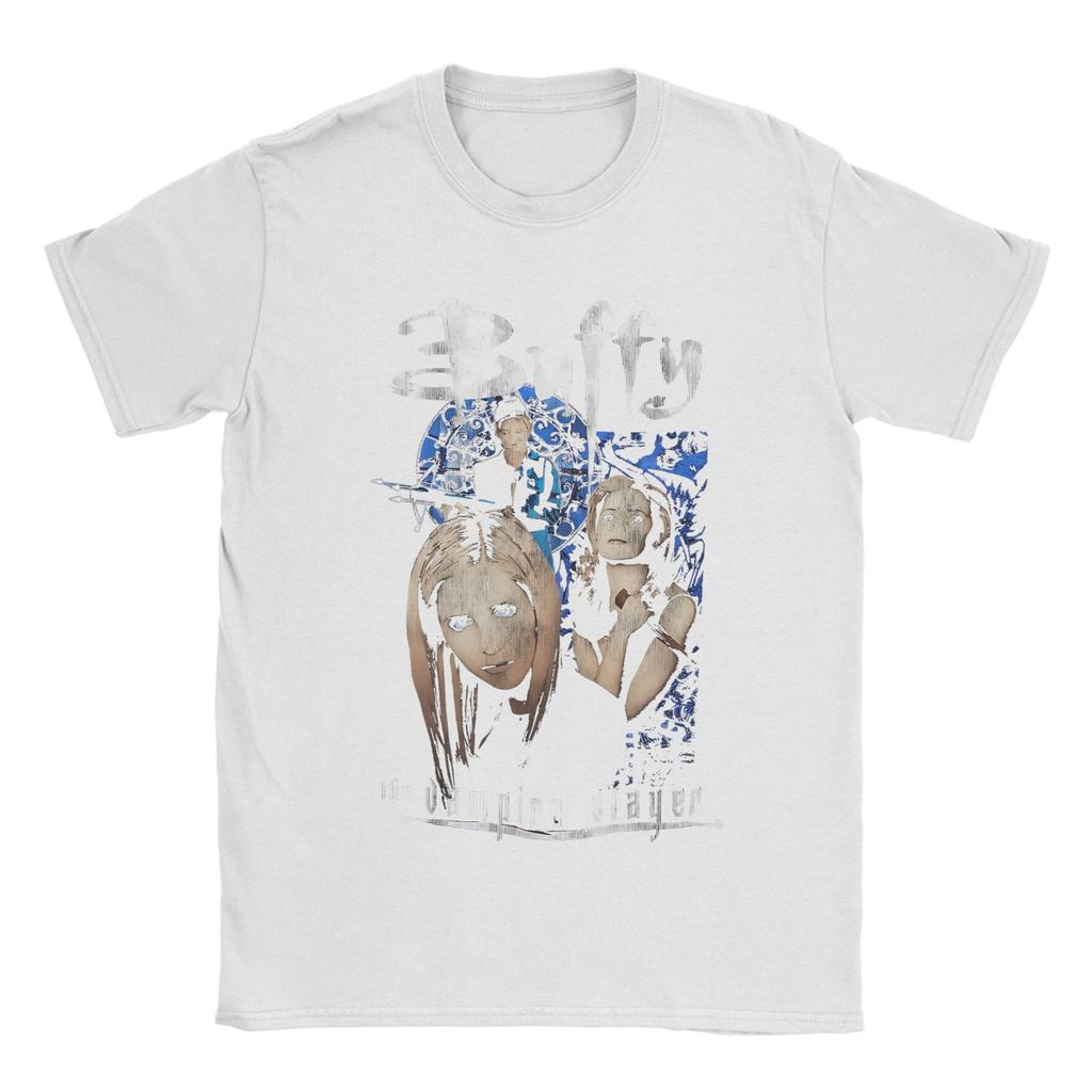 Buffys The Vampire Slayers T-Shirts for Men Vintage Cotton Tee Shirt Crewneck Short Sleeve T Shirts Birthday Gift Tops